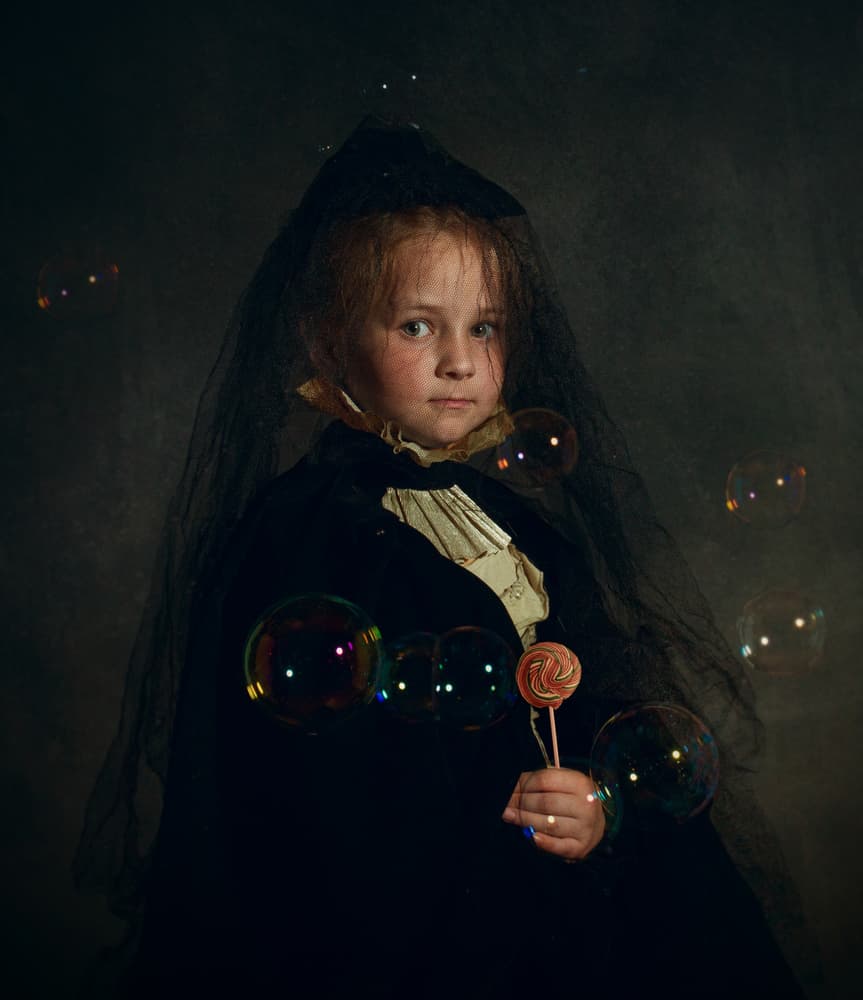 Gothic Child With Bubbles by Svetlana Melik-Nubarova — canvas wall art
