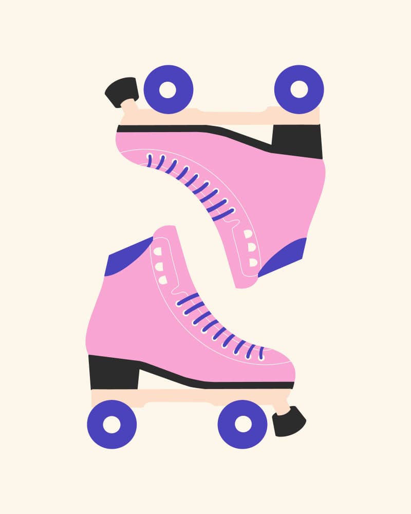 Pink Roller Skates by Artprink — canvas wall art