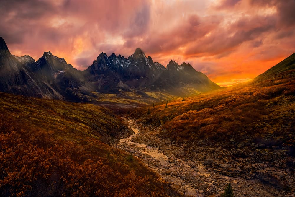 Vibrant Mountain Sunset by Greg Stokesbury — canvas wall art