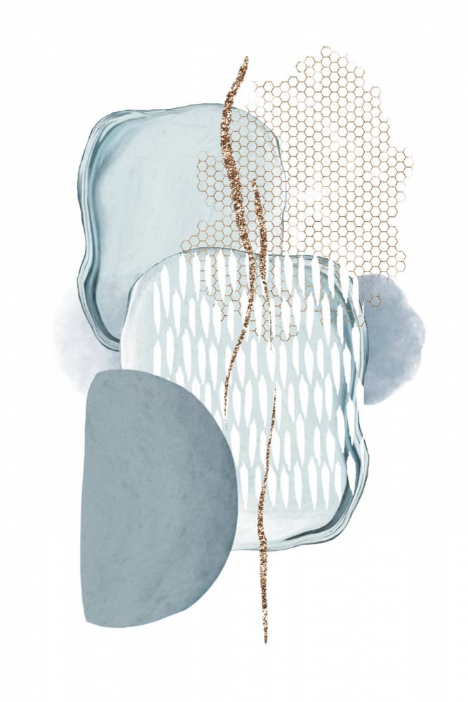 Soft Blue Gold Abstract by Sally Ann Moss — canvas wall art