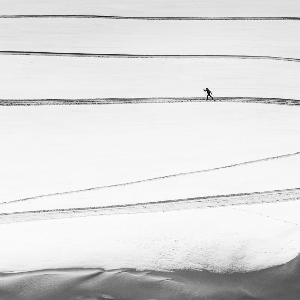Lone Skier Tracks by Matej Rumansky — canvas wall art