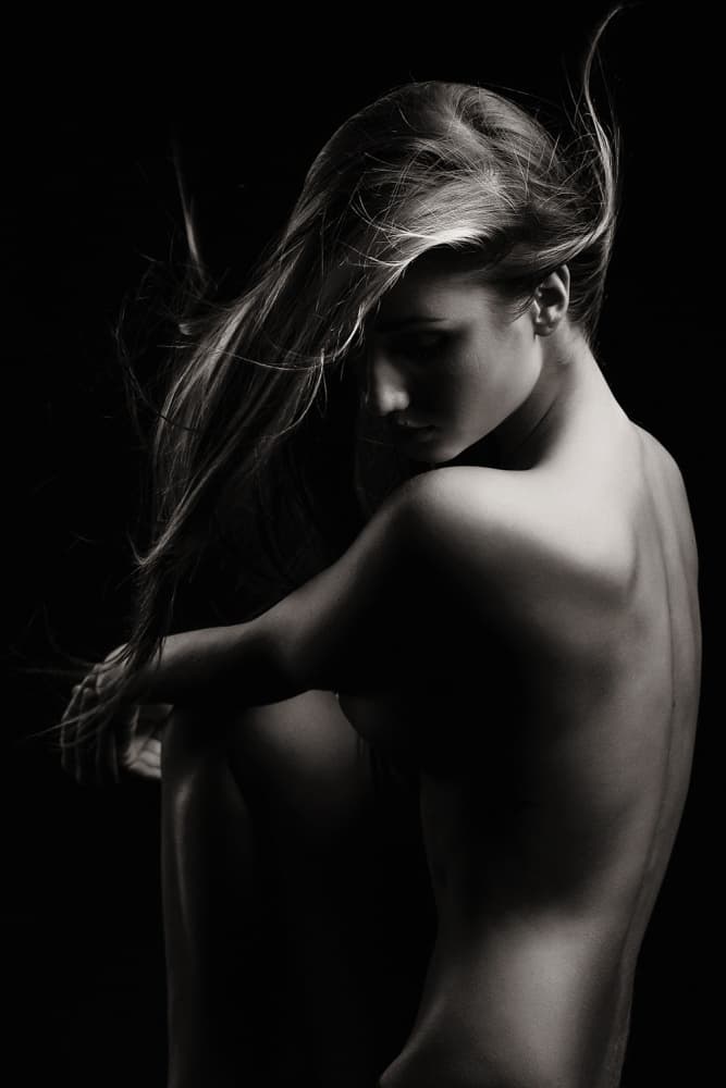 Dark Woman Flowing Hair by Martin Krystynek MQEP — canvas wall art