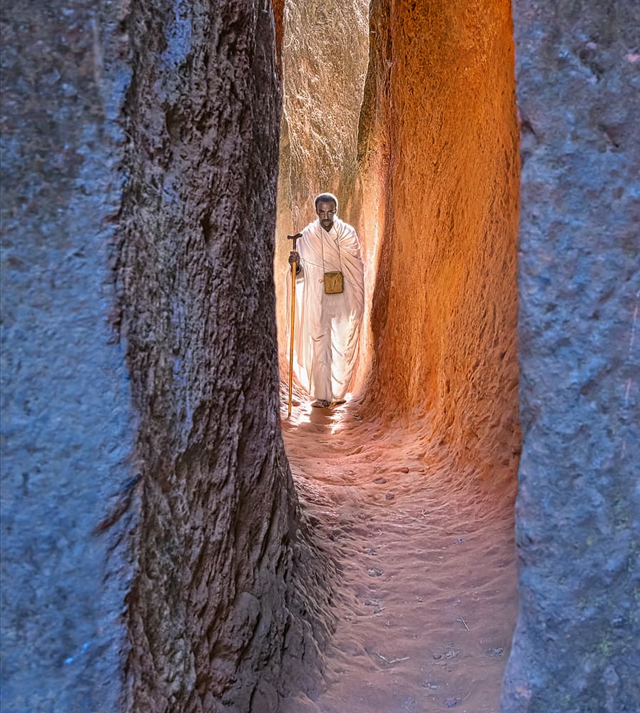Monk in Ancient Passage by Juan Luis Duran — canvas wall art