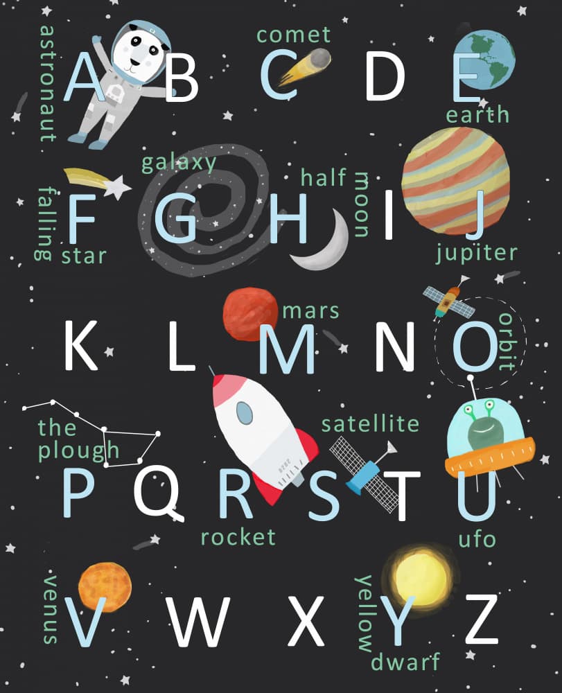 Cosmic ABCs by Carla Daly — canvas wall art
