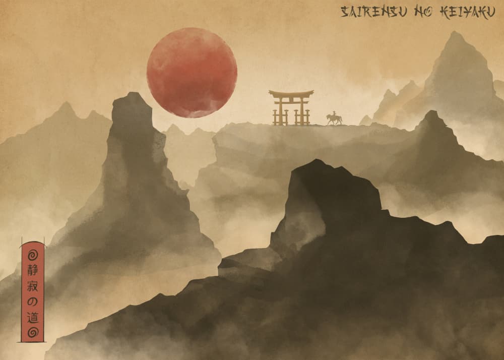 Red Sun Mountain Journey by Fadil Roze — canvas wall art