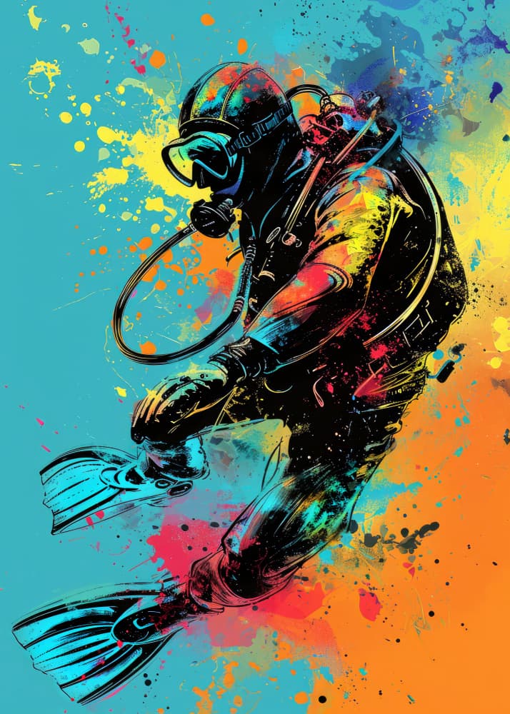 Vibrant Scuba Dive by Justyna Jaszke — canvas wall art