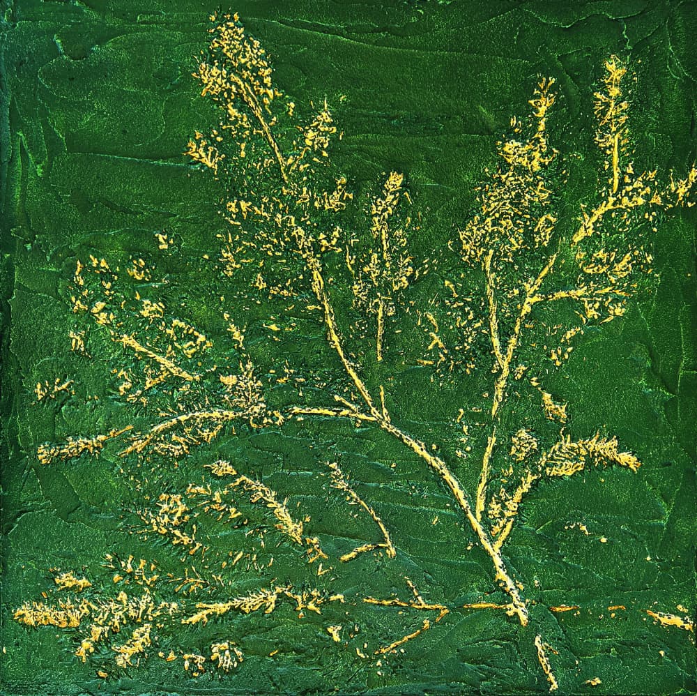 Golden Botanical Silhouette by Alyson Storms — canvas wall art