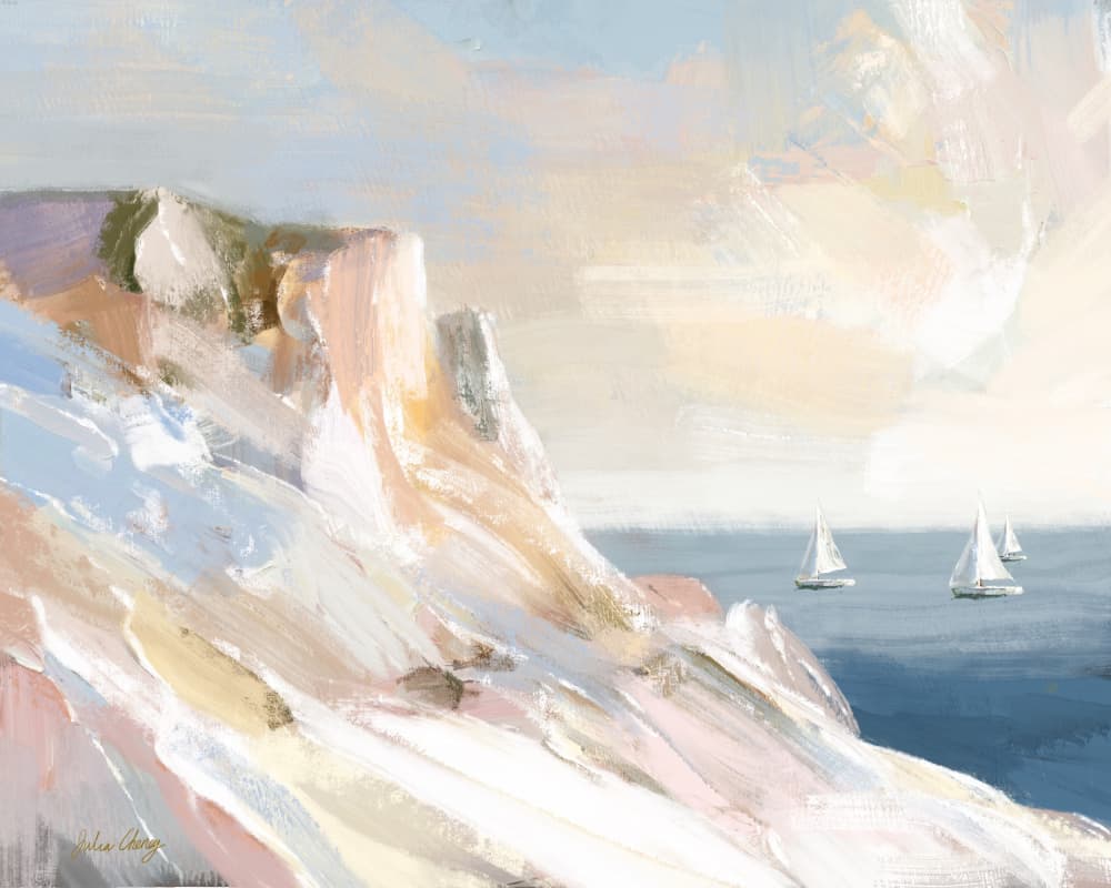 Peaceful Coastal Sailboats by Julia Cheney — canvas wall art