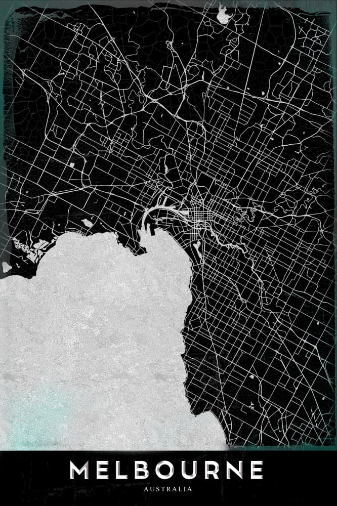 Minimalist Melbourne City Map by StudioSix — canvas wall art