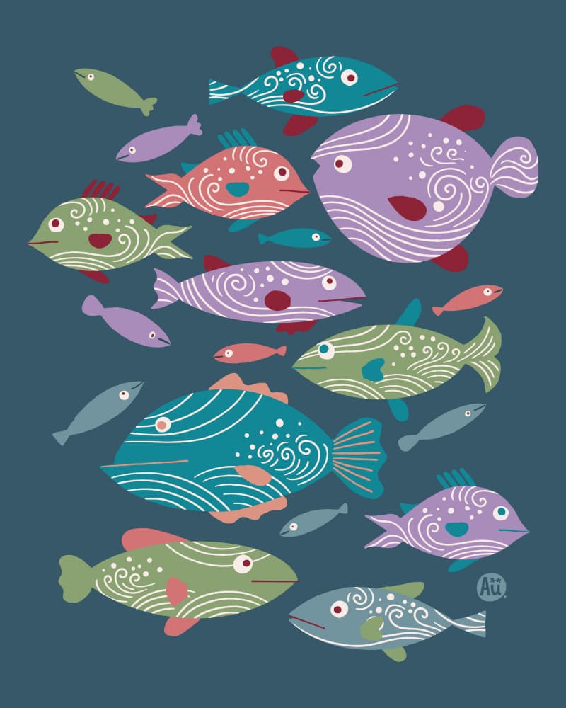 Colorful Whimsical Fish by Aia Ueno — canvas wall art