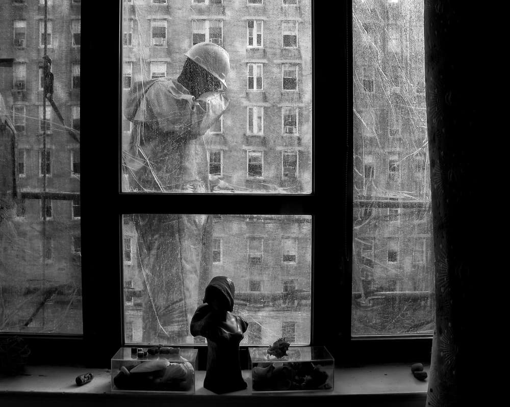 Worker Outside Window by Mariuca Brancoveanu — canvas wall art