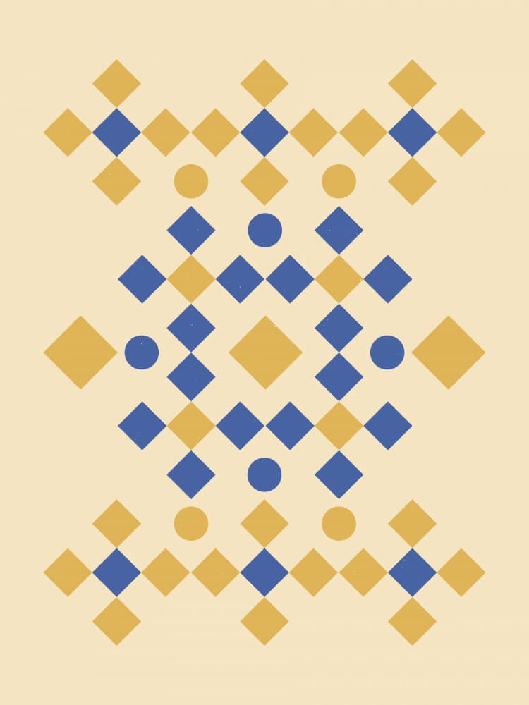 Geometric Blue Gold Pattern by The Creating Mind — canvas wall art