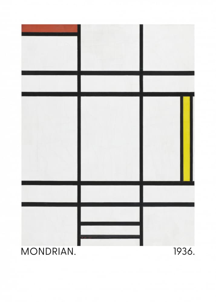 Composition in White, Red, and Yellow 1936 by Piet Mondrian — canvas wall art