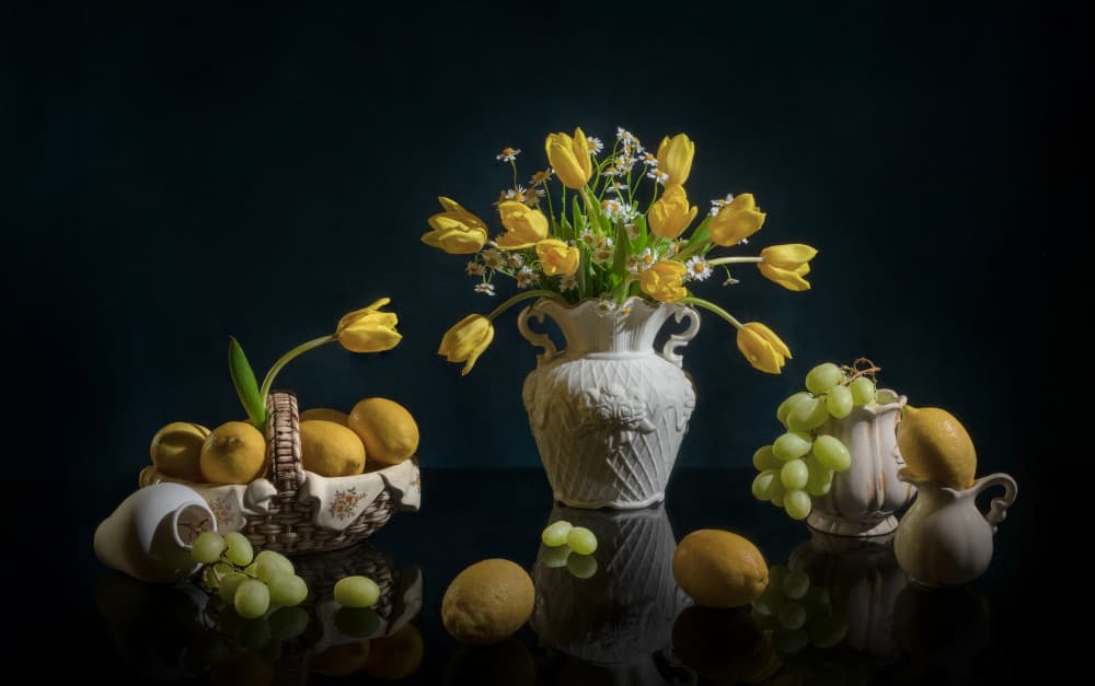 Yellow Tulips And Lemons by Joan Zhang — canvas wall art