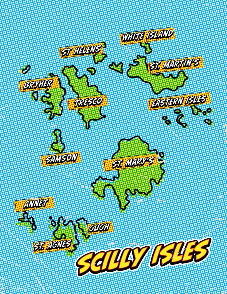 Scilly Isles Pop Map by Nicholas — canvas wall art