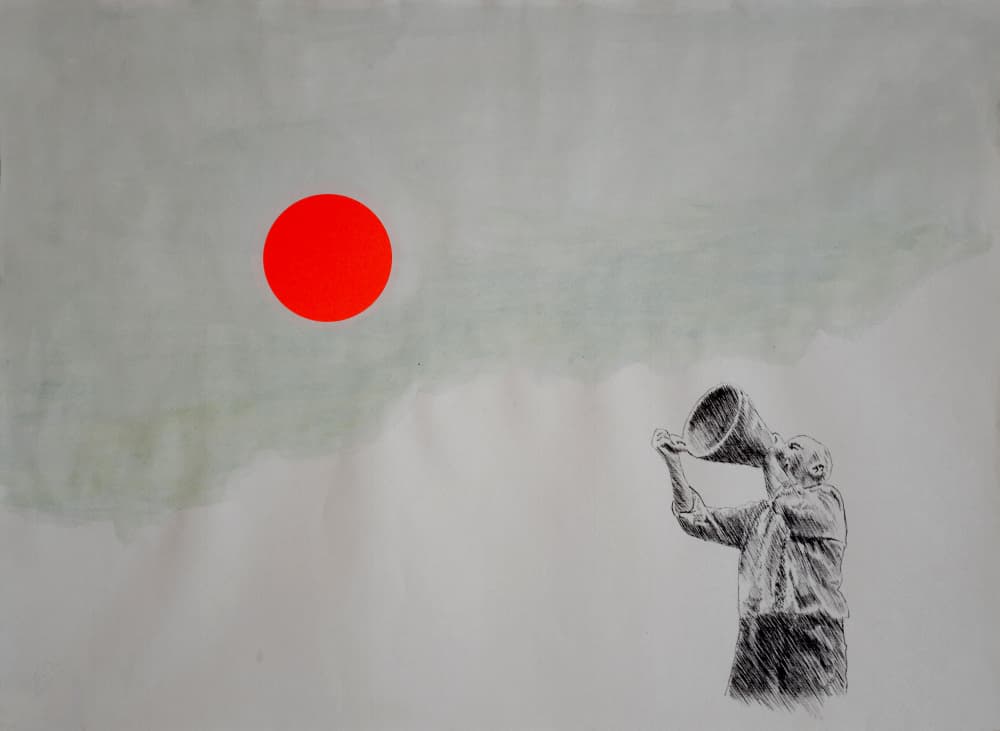 Lone Voice Red Circle by David Diehl — canvas wall art