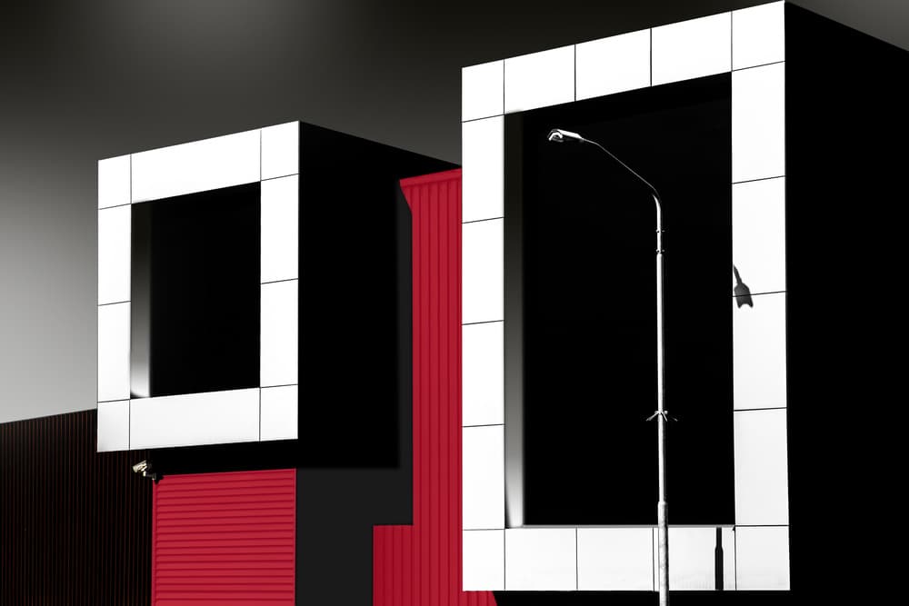 Modern Red Architecture by Anita Martin AnnaPileaFotografie — canvas wall art