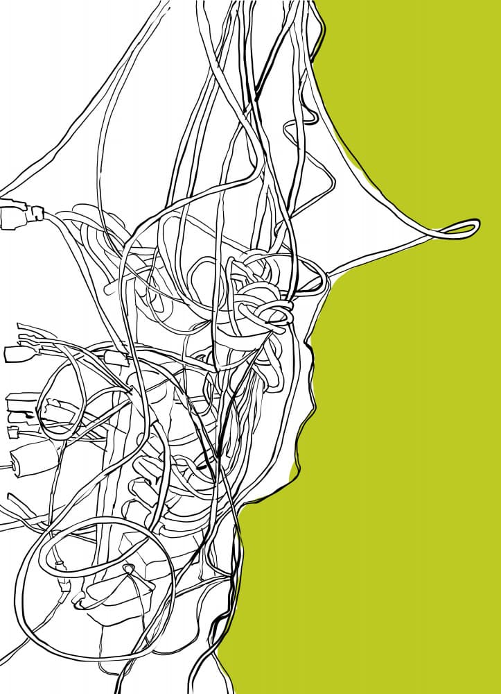Tangled Tech Wires by XHOZUCAN — canvas wall art