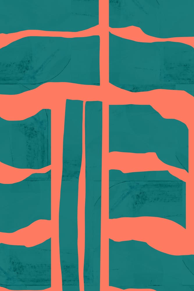 Coral Teal Abstract Shapes by cartissi — canvas wall art