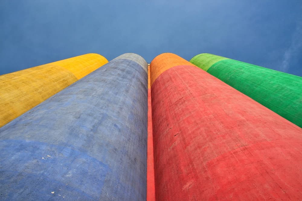 Vibrant Architectural Pillars by Ali Ayer — canvas wall art