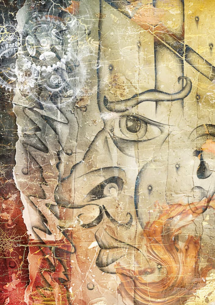 Distressed Steampunk Face by Rafal Kulik — canvas wall art