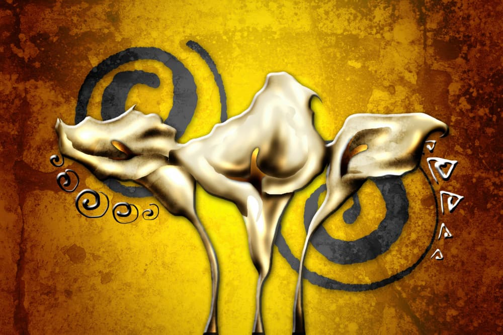 Fluid Golden Abstract Forms by Rafal Kulik — canvas wall art