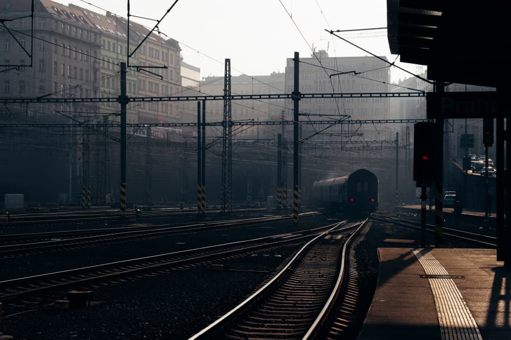 Misty Morning Train Station by Yuzo Fujii — canvas wall art