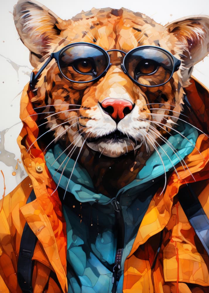 Cool Leopard Orange Jacket by Justyna Jaszke — canvas wall art