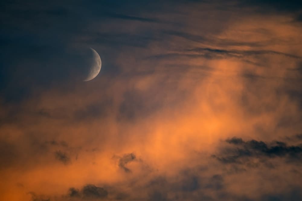 Crescent Moon Twilight by Davide Boaretto — canvas wall art