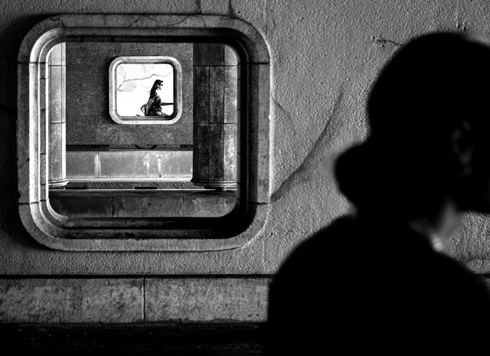 Urban Silhouette Framed View by Andreas Timar — canvas wall art