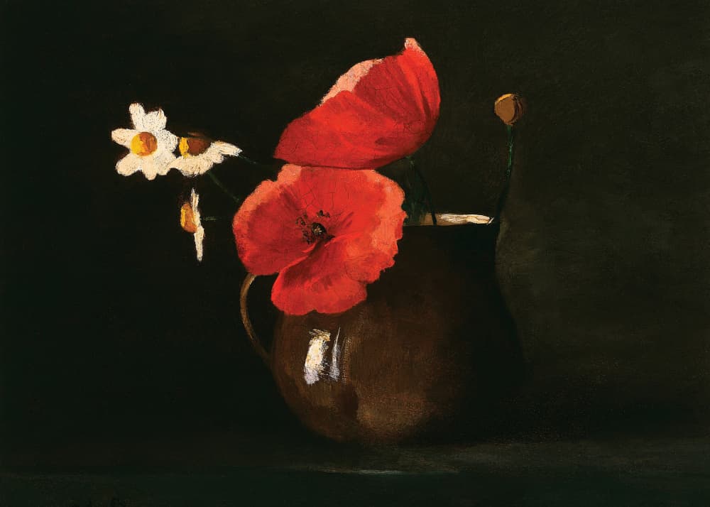 Poppies and Daisies by Odilon Redon — canvas wall art