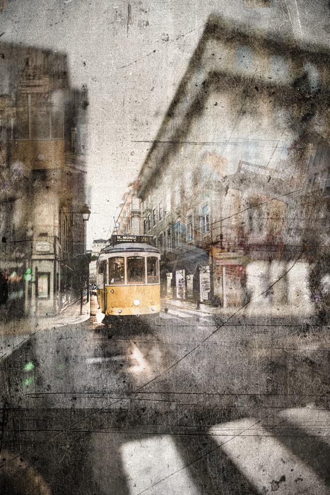 Vintage Lisbon Tram by yoann — canvas wall art