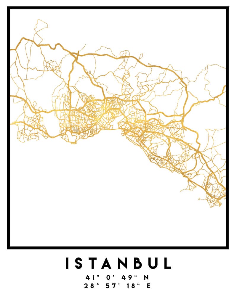 Istanbul Gold Map by Emiliano Deificus — canvas wall art
