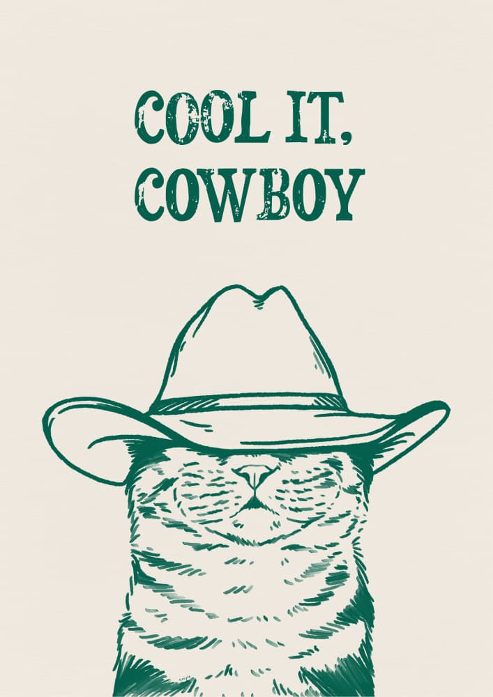 Cool It Cowboy Cat by Tara Royle — canvas wall art