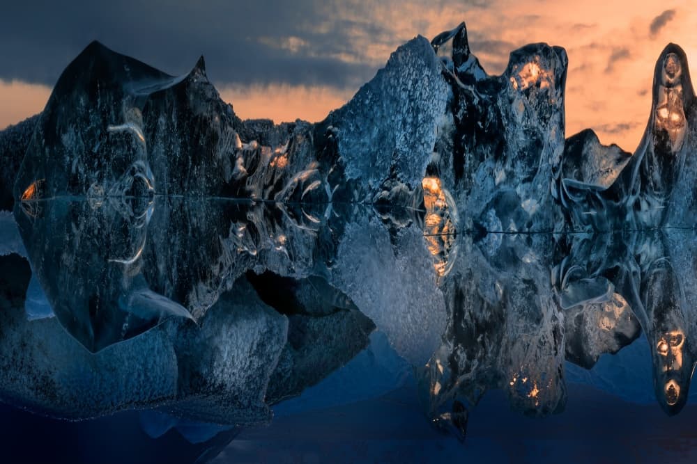 Glowing Ice Reflections by Jure Kravanja — canvas wall art