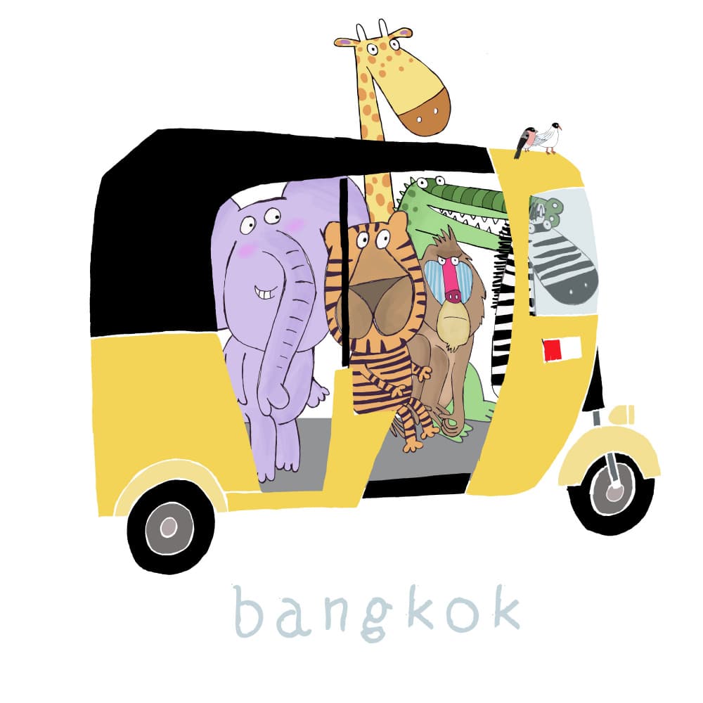 Animals on a Bangkok Tuk Tuk by Carla Daly — canvas wall art