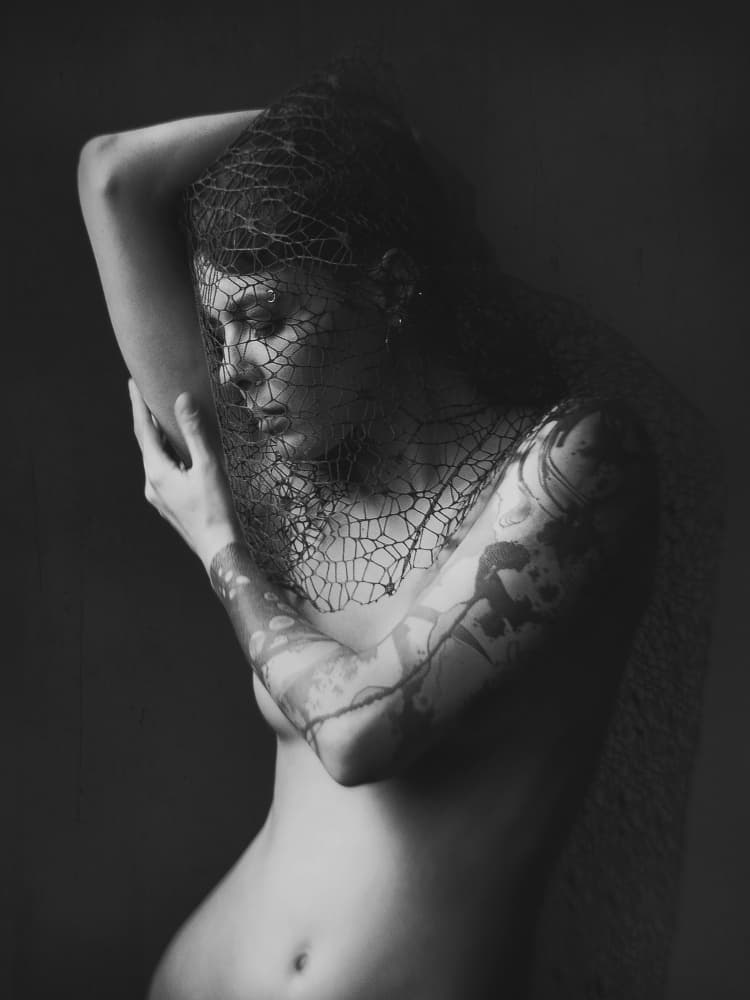Sensual Veiled Figure by Marius Cinteza — canvas wall art