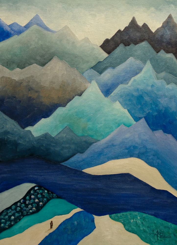 Layered Mountain Journey by Angeles M. Pomata — canvas wall art