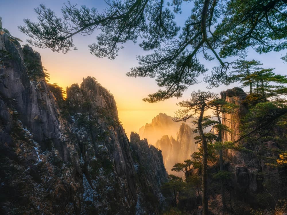 Misty Mountain Sunrise by Yuan Cui — canvas wall art
