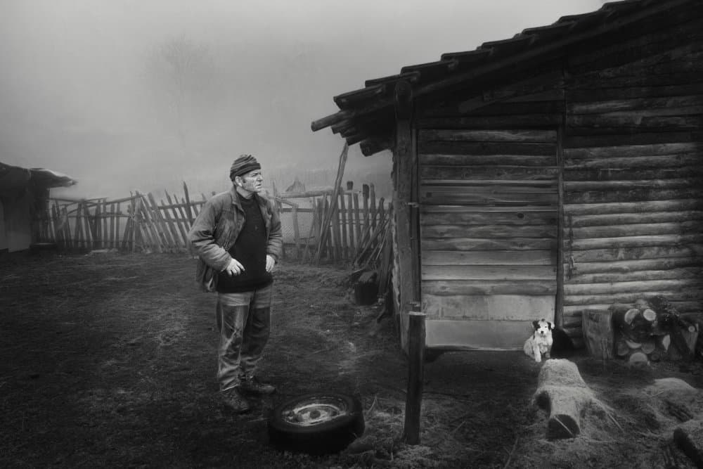Man Dog Rustic Shack by Todor Tanev — canvas wall art