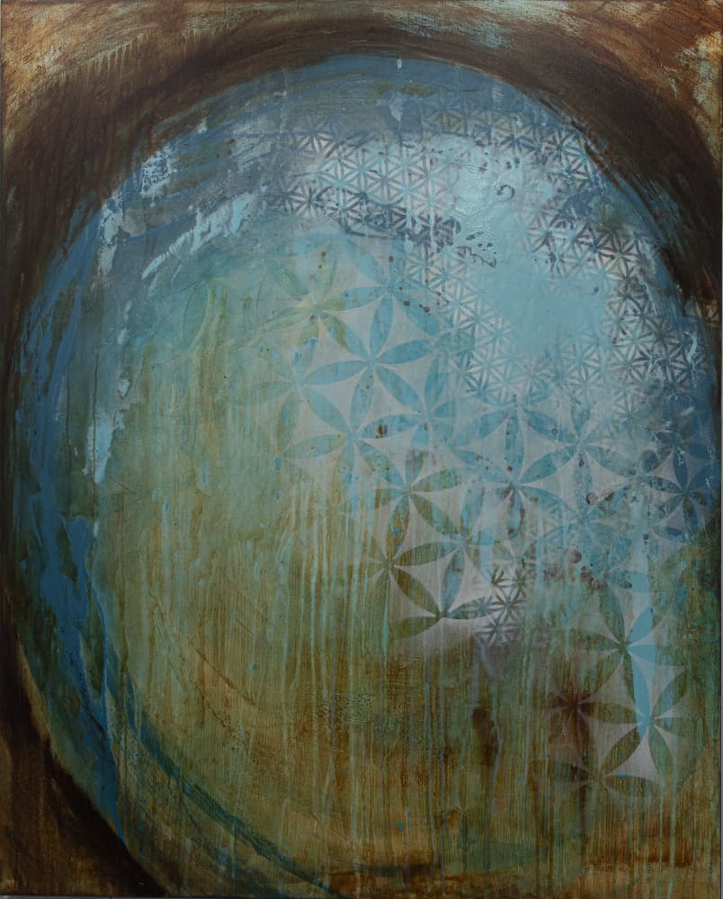 Textured Teal Pattern Sphere by Deb Chaney — canvas wall art