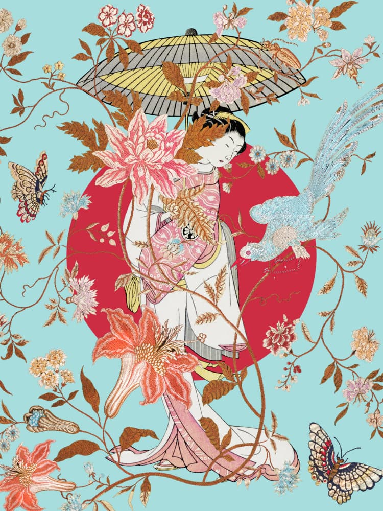 Japanese Kimono Garden by Marja van den Hurk — canvas wall art