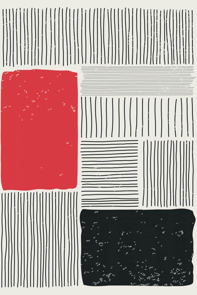 Abstract Red Black Shapes by jay stanley — canvas wall art