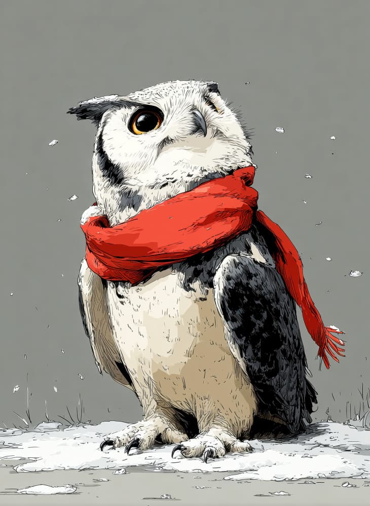 Cozy Winter Owl by Justyna Jaszke — canvas wall art