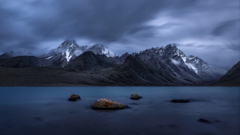 Moody Alpine Lake by Sylviashen — canvas wall art