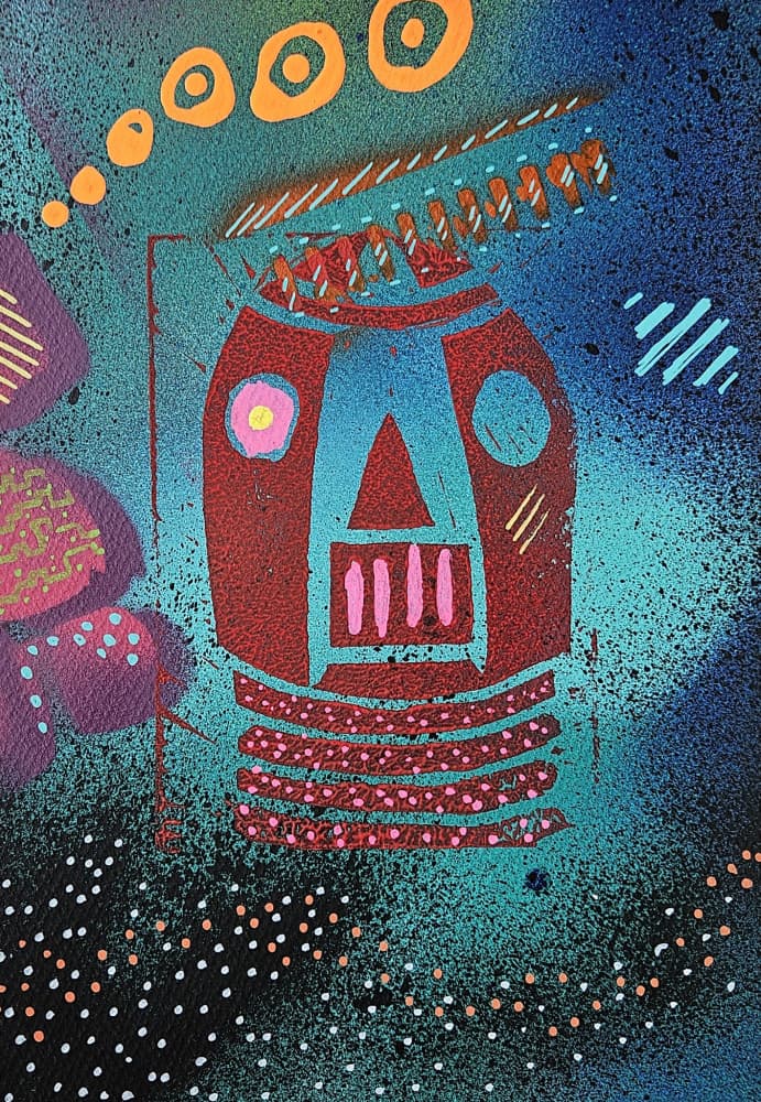 Vibrant Abstract Face by Olea Huuska — canvas wall art