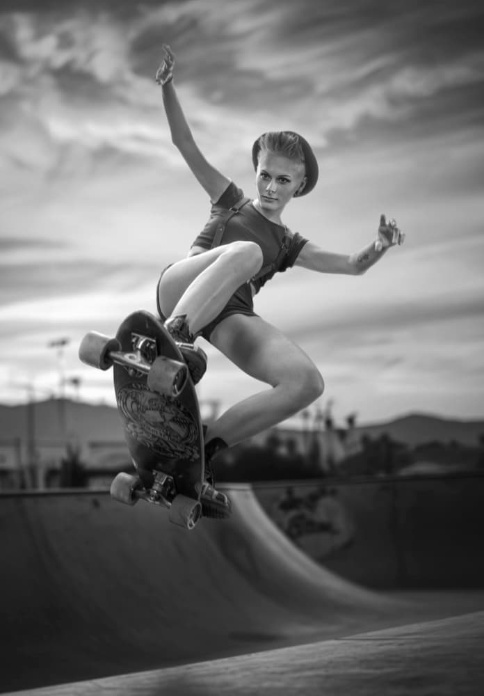 Skater Girl Flying High by Marcel Egger — canvas wall art