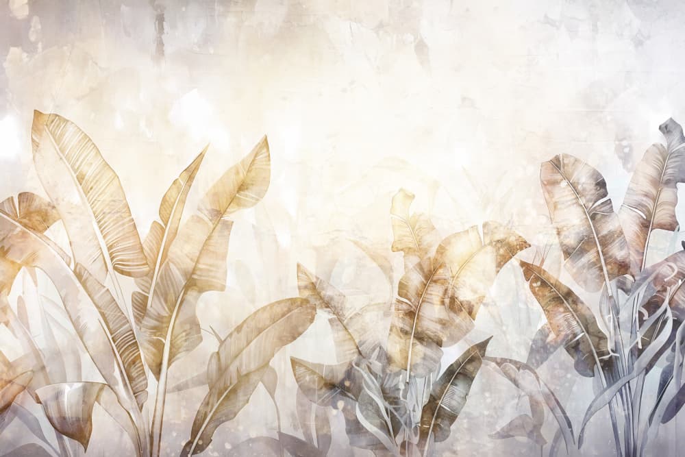 Golden Tropical Leaves by Rafal Kulik — canvas wall art