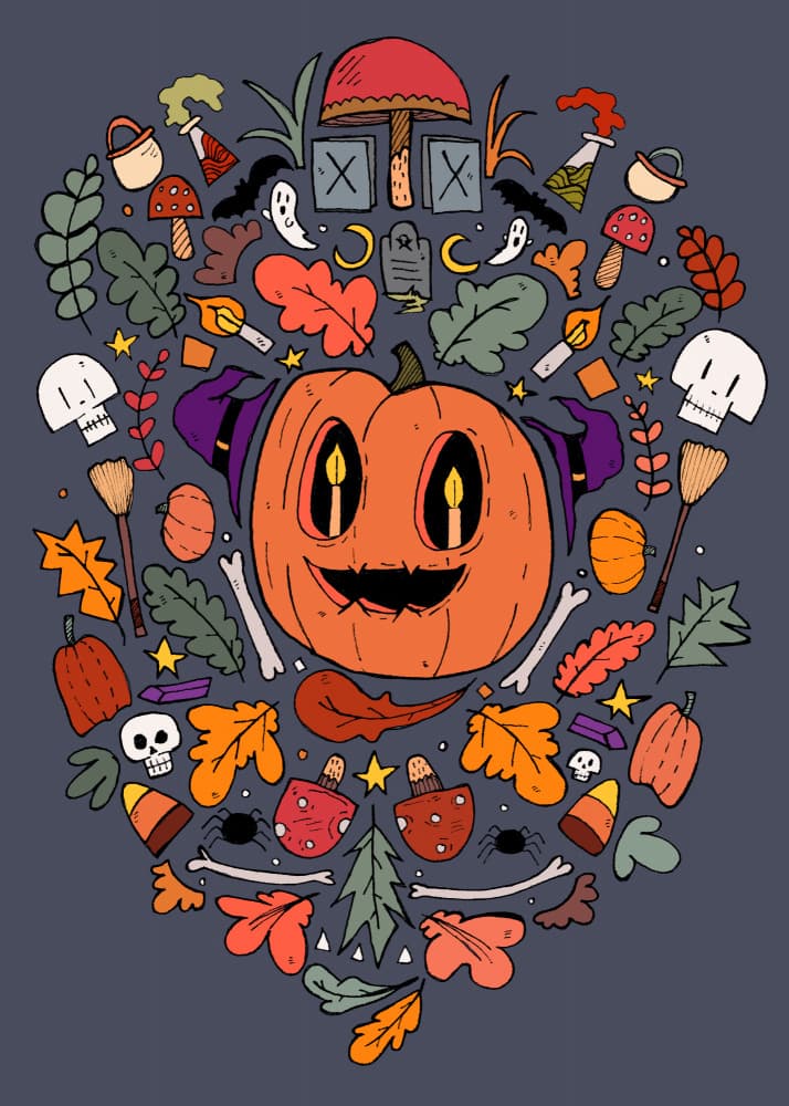 Whimsical Halloween Pumpkin by Stephen Wade — canvas wall art