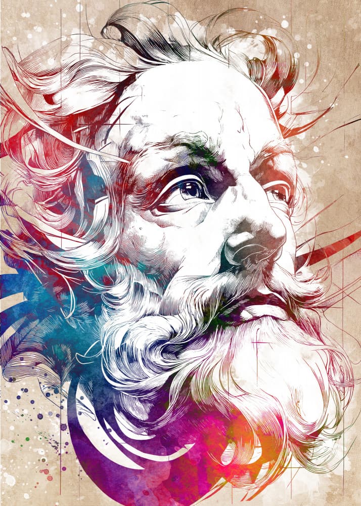 Vibrant Wise Man Portrait by Justyna Jaszke — canvas wall art